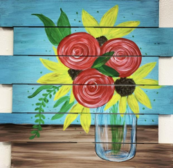 The image for NEW Painting! Roses and Sunflowers on wood